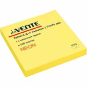 Клейкая бумага для заметок deVENTE 76х76мм неоновая желтая 100л